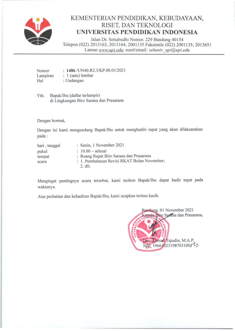Undangan Rapat Pembahasan Revisi RKAT Bulan November